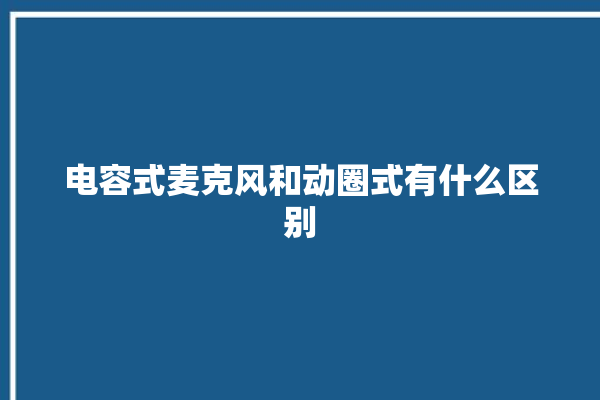 电容式麦克风和动圈式有什么区别