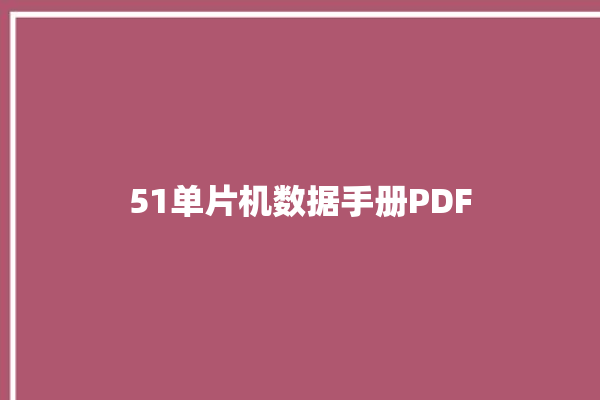 51单片机数据手册PDF