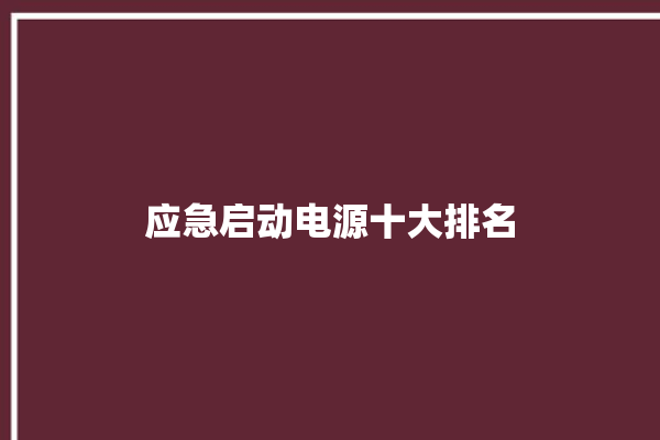 应急启动电源十大排名