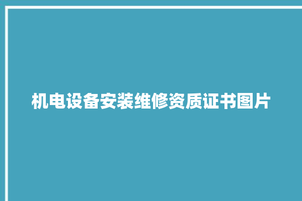 机电设备安装维修资质证书图片