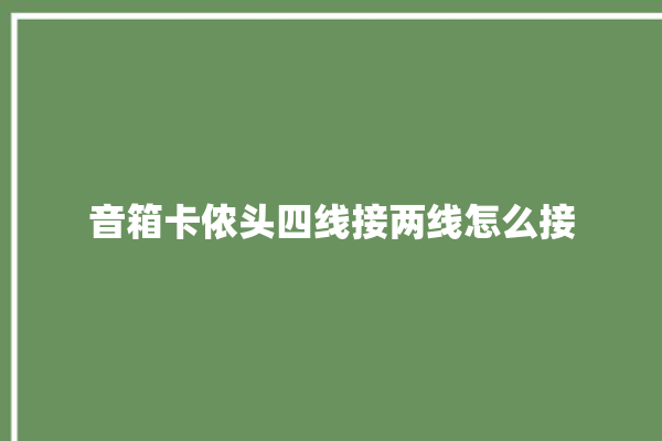 音箱卡侬头四线接两线怎么接