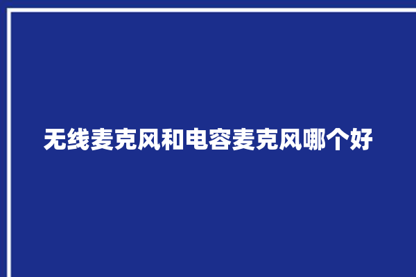 无线麦克风和电容麦克风哪个好