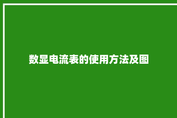 数显电流表的使用方法及图