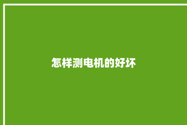 怎样测电机的好坏