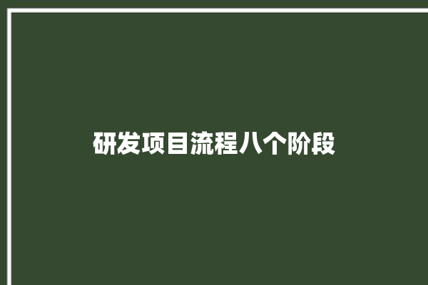 研发项目流程八个阶段