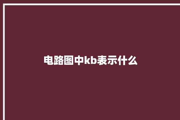 电路图中kb表示什么