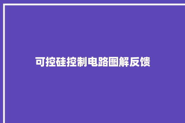 可控硅控制电路图解反馈