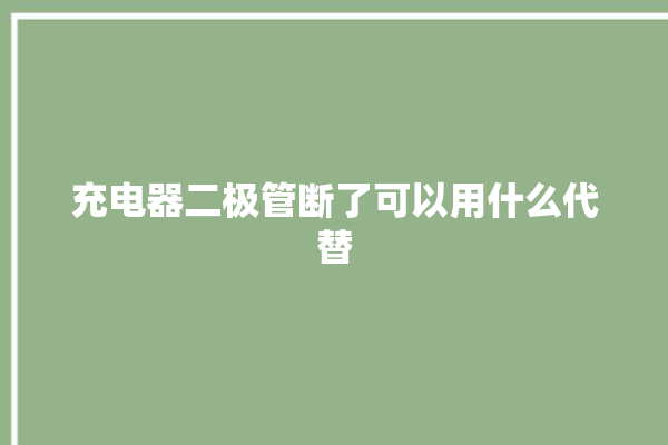 充电器二极管断了可以用什么代替