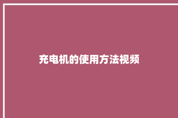 充电机的使用方法视频