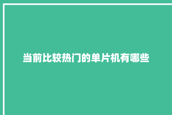 当前比较热门的单片机有哪些