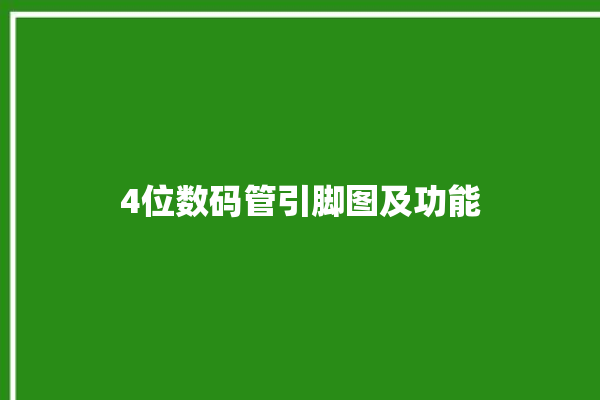 4位数码管引脚图及功能