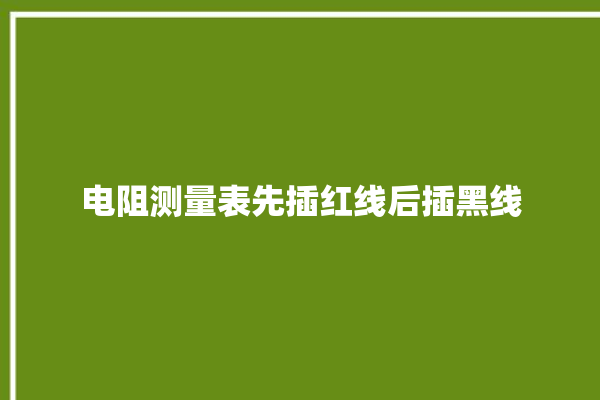 电阻测量表先插红线后插黑线