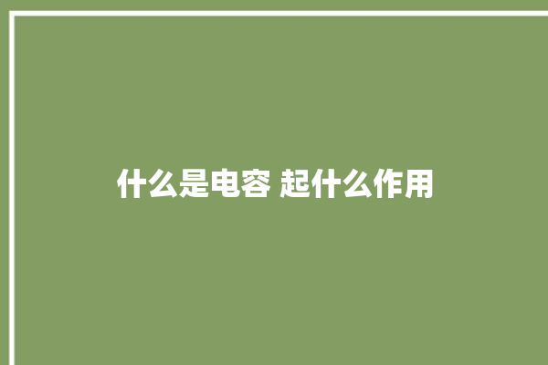 什么是电容 起什么作用