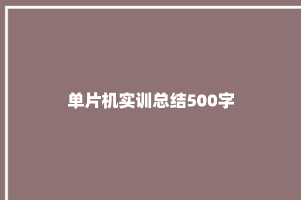 单片机实训总结500字