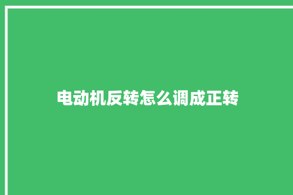 电动机反转怎么调成正转