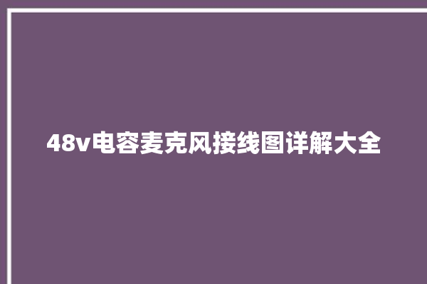 48v电容麦克风接线图详解大全