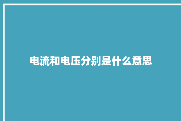 电流和电压分别是什么意思