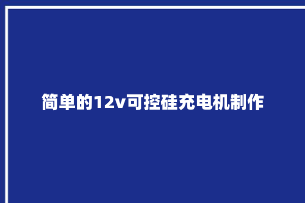 简单的12v可控硅充电机制作