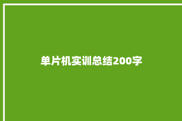 单片机实训总结200字