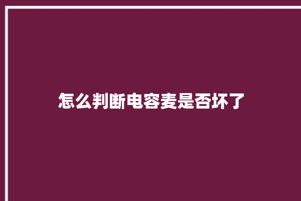 怎么判断电容麦是否坏了