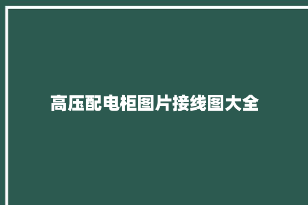 高压配电柜图片接线图大全