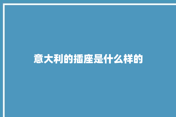 意大利的插座是什么样的