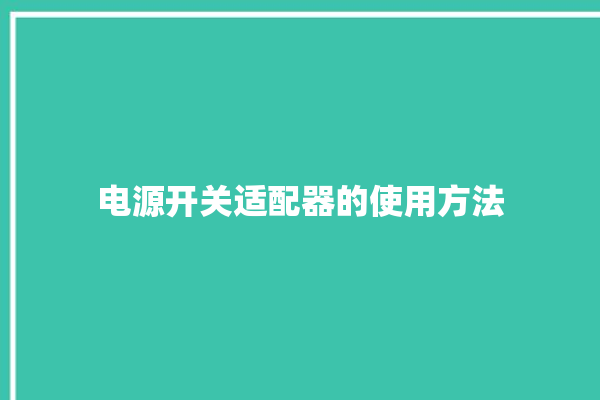 电源开关适配器的使用方法