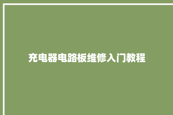 充电器电路板维修入门教程