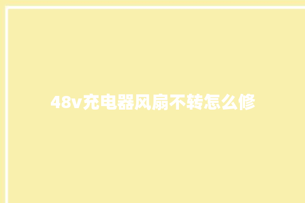 48v充电器风扇不转怎么修