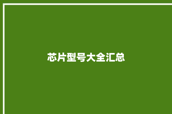 芯片型号大全汇总