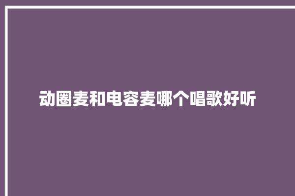 动圈麦和电容麦哪个唱歌好听