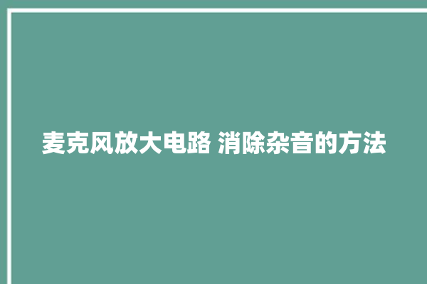 麦克风放大电路 消除杂音的方法