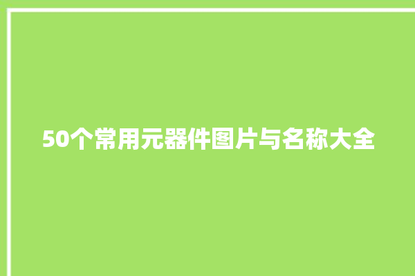 50个常用元器件图片与名称大全