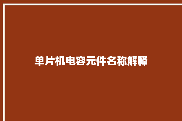 单片机电容元件名称解释