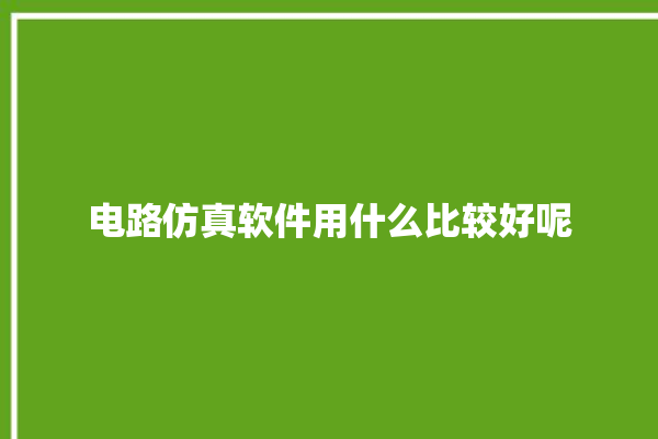 电路仿真软件用什么比较好呢