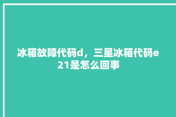 冰箱故障代码d，三星冰箱代码e21是怎么回事