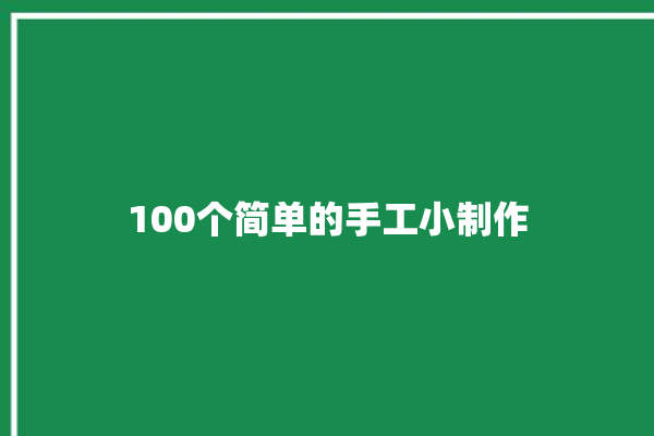 100个简单的手工小制作