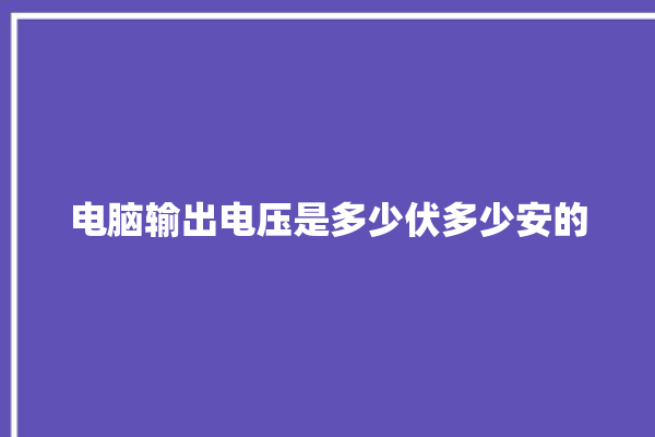 电脑输出电压是多少伏多少安的