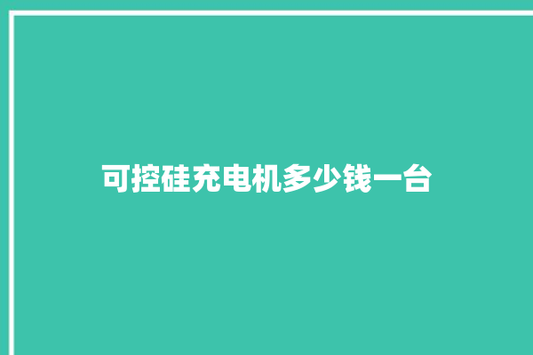 可控硅充电机多少钱一台