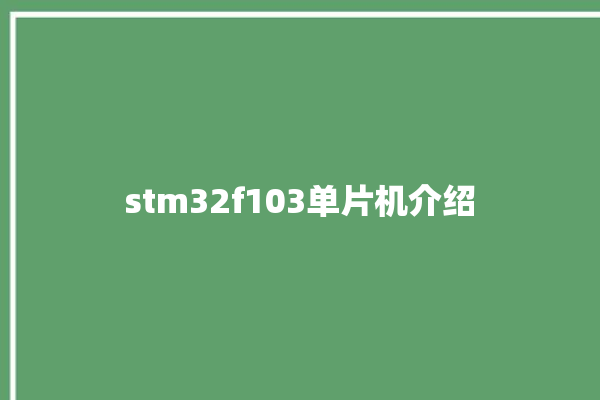 stm32f103单片机介绍