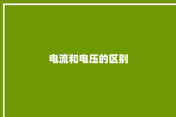 电流和电压的区别