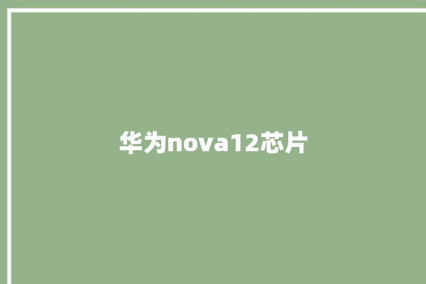 华为nova12芯片