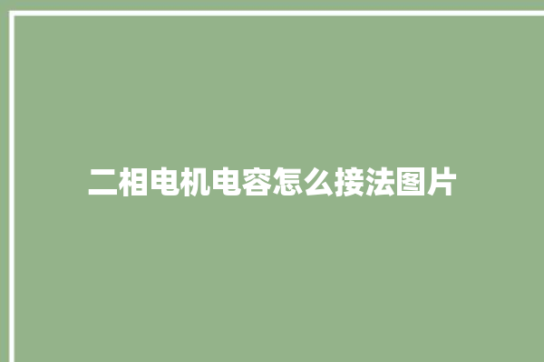 二相电机电容怎么接法图片