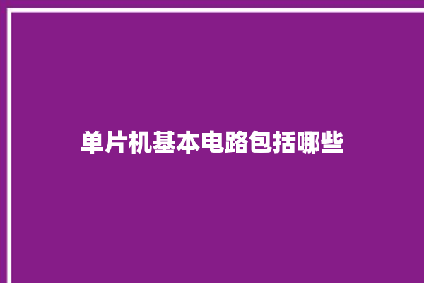 单片机基本电路包括哪些