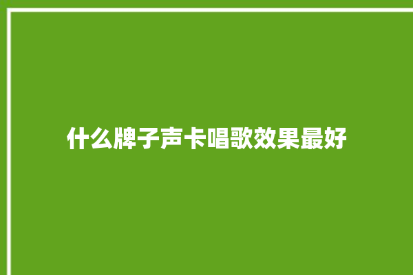 什么牌子声卡唱歌效果最好