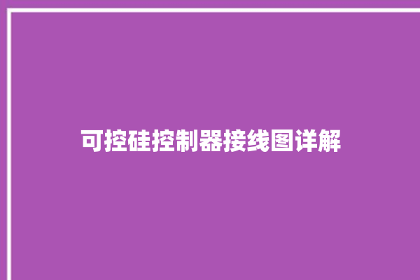 可控硅控制器接线图详解