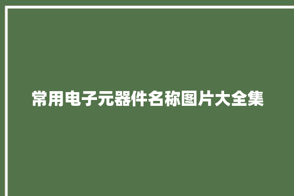 常用电子元器件名称图片大全集