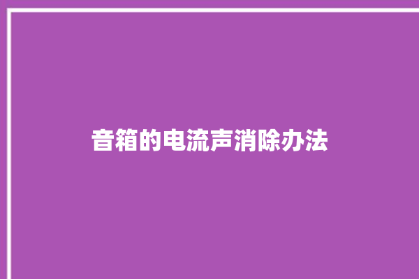 音箱的电流声消除办法