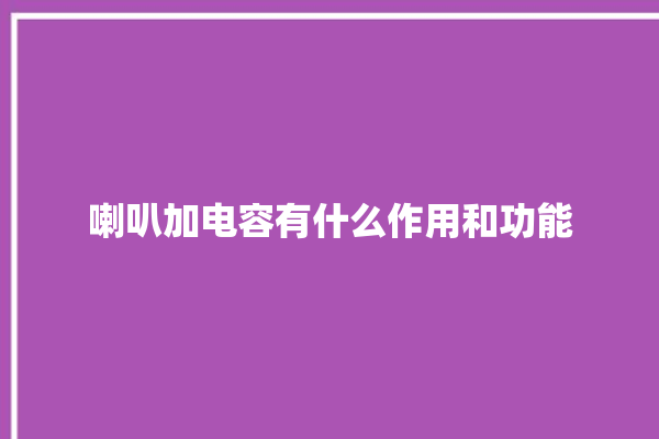 喇叭加电容有什么作用和功能