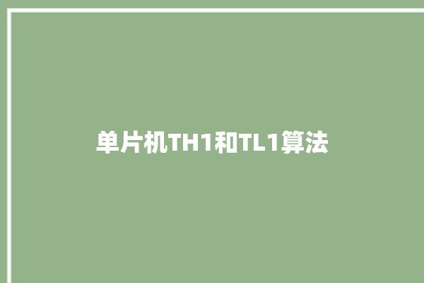 单片机TH1和TL1算法